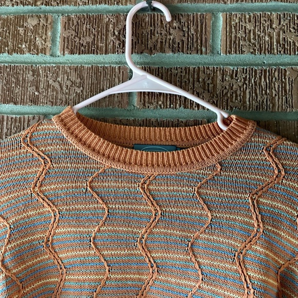 Talbots Men’s Knitted Orange Grandfather Cotton Crewneck Sweater Size Medium - Picture 5 of 7